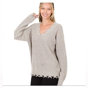 Zenana Distressed Sweater